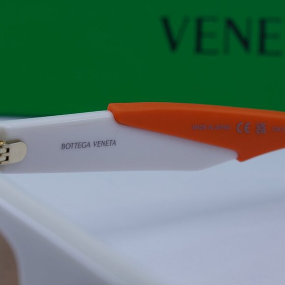 Bottega Veneta BV1232S 004 Rectangle Sunglasses - Ivory Orange \ Brown - Picture 8 of 10